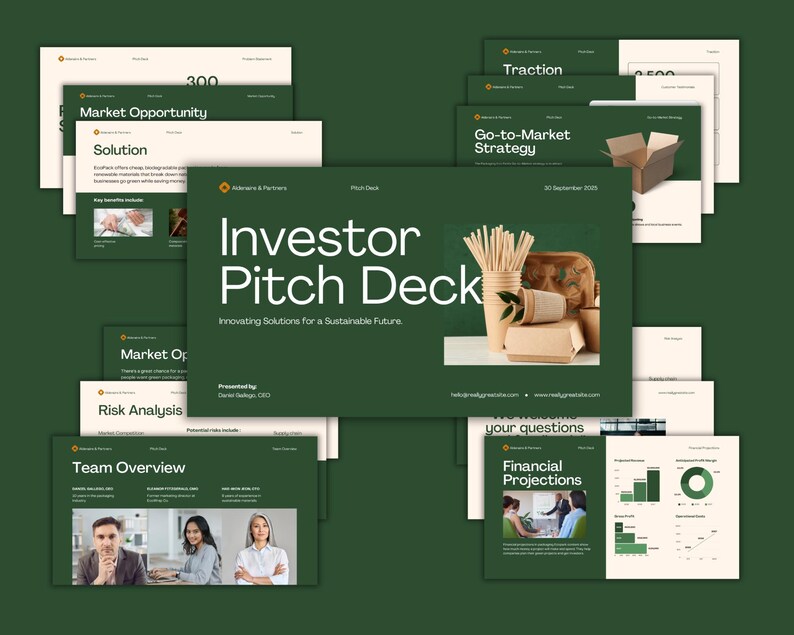 Editable Investor Pitch Deck Template: Canva Startup Slides (digital ...