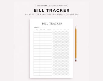 Bill Tracker | Bill Payment Tracker | Monthly Bill Tracker | Weekly Budget Planner | Bill Due Planner | Printable PDF | Budget Checklist