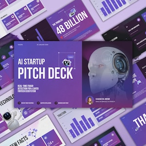 AI Pitch Deck Template: Modern Investor Presentation (Canva Editable, Digital Download)
