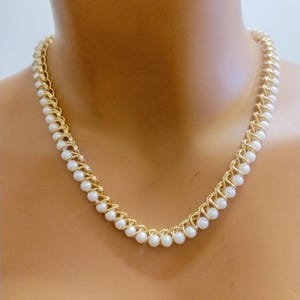 Vintage gold-plated necklace with Mallorcan pearls, Spanish brand Perlas Sureda