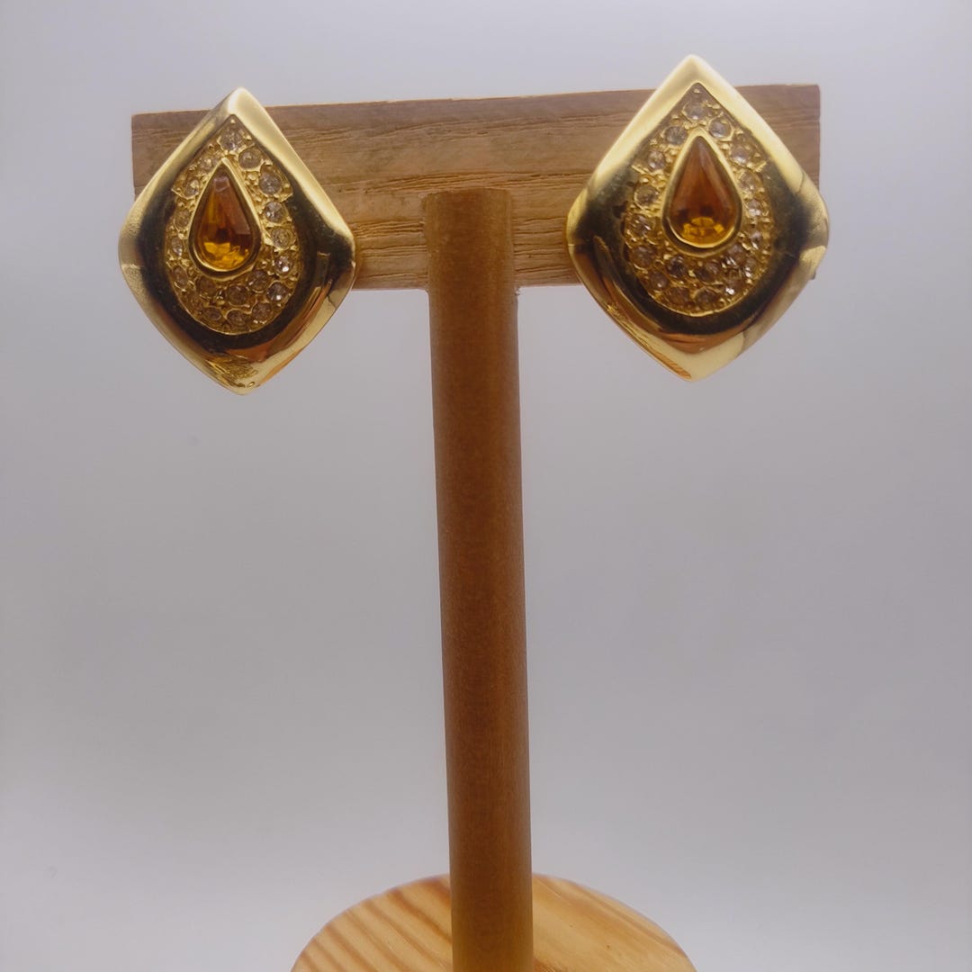 Boucles d'oreilles clip en plaqué or vintage des années 80