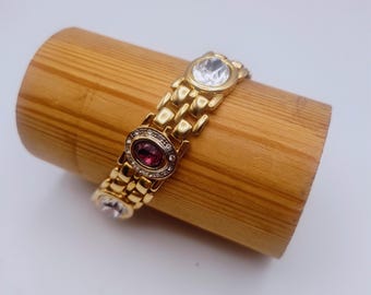 Vintage gold-plated and glass bracelet