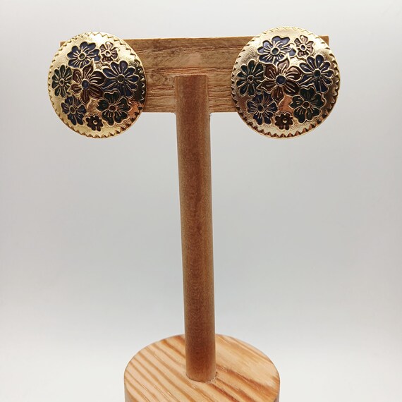 Pendientes vintage de clip chapados de oro envejecido