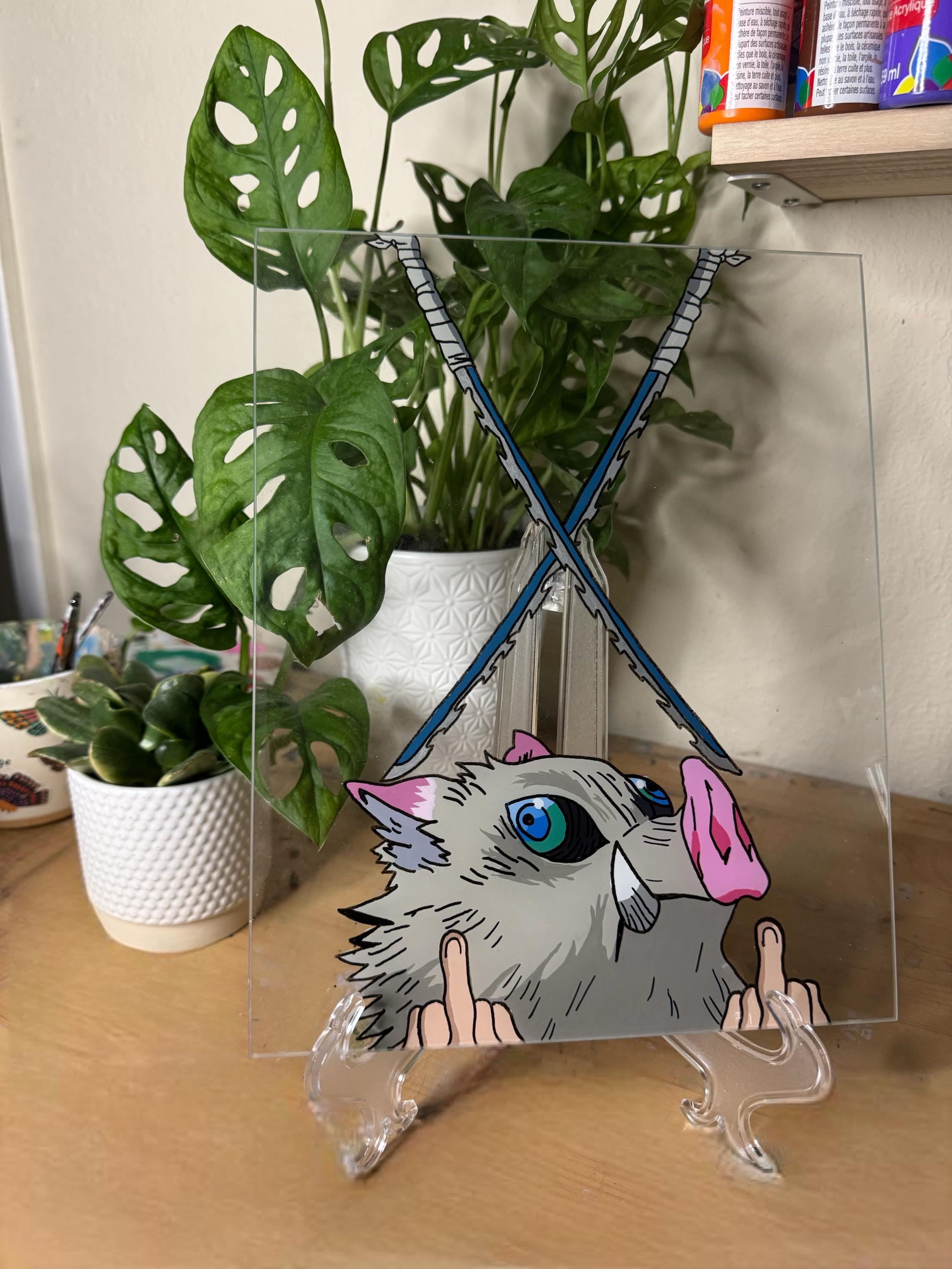 Nezuko glass painting France