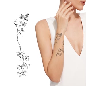 Vine Tattoo Design, DIGITAL FILE, Small Wrap Tattoo, Flower Tattoo Commission, Feminine Tattoo, Elegant Floral Tattoo Drawing, Body Art