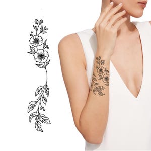Floral Wrist Tattoo Design, DIGITAL FILE Small Tattoo Design, Delicate Flower Tattoo Commission, Feminine Tattoo, Elegant Floral Tattoo Art