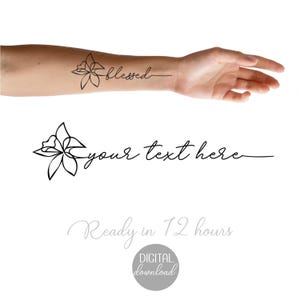 Personalisierte Narzisse Tattoo, individueller Name Blumendesign, kleine feine Linie Tinte, Minimalist Geburt Monat Tattoo, zarte florale Körperkunst