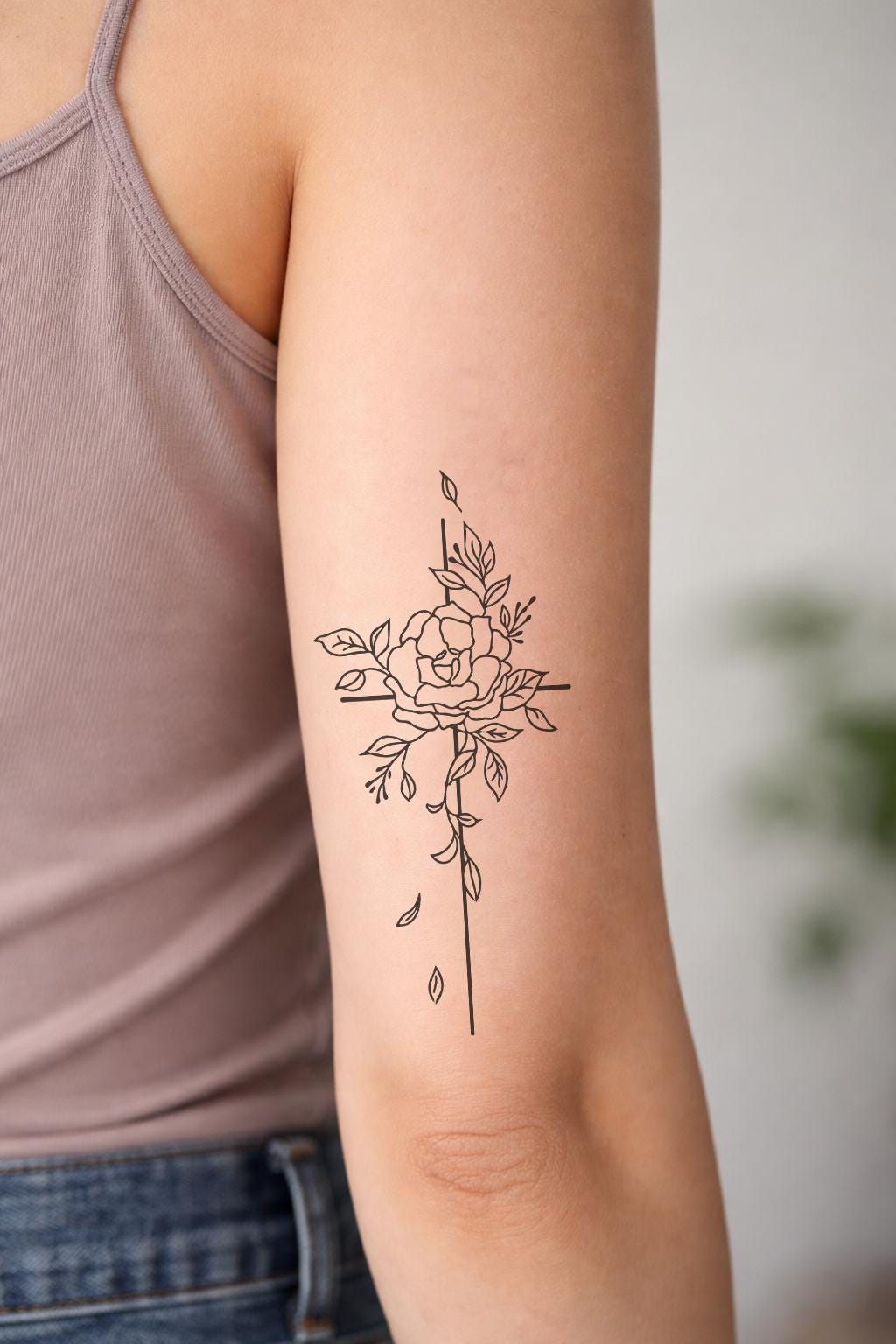 Rose cross tattoo - Etsy.de