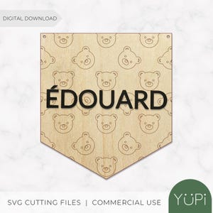 SVG Fanions Oursons | Prénom personnalisé bébé | Décoration murale enfants | Fichier numérique | Découpe laser | xTool | Cricut | Débutants