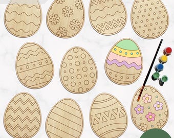 SVG Digital File Easter Eggs Set | Paint & Coloring | Kids Activity | Laser Cutting | xTool | Cricut | Beginners friendly