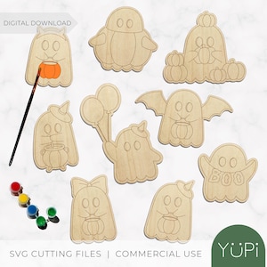 SVG Digital File Halloween Ghosts | Paint & Coloring | Kids Activity | Laser Cutting | xTool | Cricut | Beginners friendly