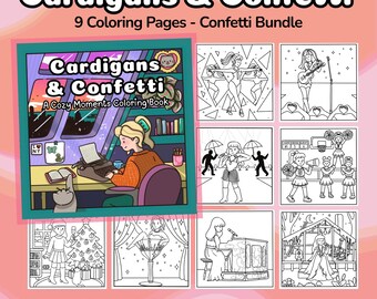 Lot de confettis - Gilets et confettis : des moments douillets, livre PDF à colorier numérique