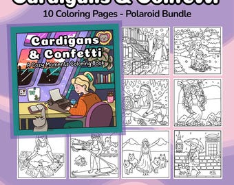 Polaroid Bundle - Gilets et confettis : Cosy Moments, livre PDF à colorier numérique