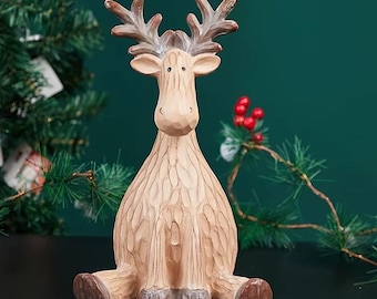 Resin Christmas Reindeer Figurine, Nordic Holiday Decor
