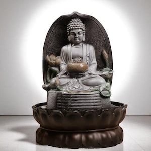 Zen Mist Indoor Water Fountain with LED Light  Relaxing Tabletop Waterfall Decor for Home or Office Soothing Sound  Meditation Piece