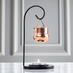 Hanging Copper Oil Burner – Two-Piece Turkish Tealight Diffuser – Heat-Resistant Aromatherapy Holder for Home & Meditation