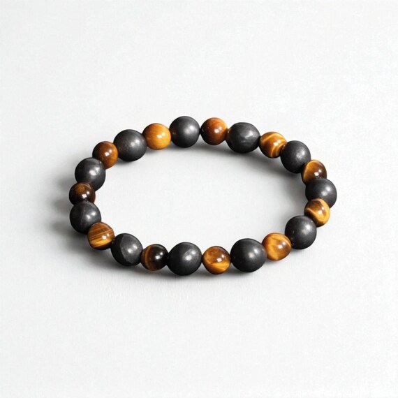 Men's Shungite Tiger Eye Bracelet – Ottoman Style Natural Stone