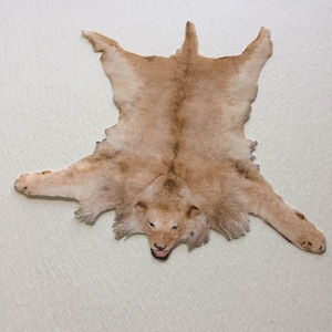 Miniature Faux Lion Skin Velvet Paper Rug for Dollhouse in 1:12 or Half Scale