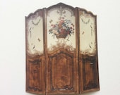Miniature French Dressing Screen Room Divider Wood Look Antique Reproduction 1 12 Dollhouse Scale