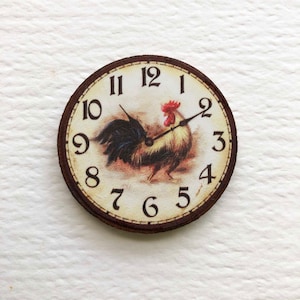 Miniature Faux Clock With Rooster Image 1/24 and 1/12 Scale for Dollhouse