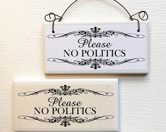 Please NO POLITICS  A Thought for the Day Decoupaged on a Subway Tile