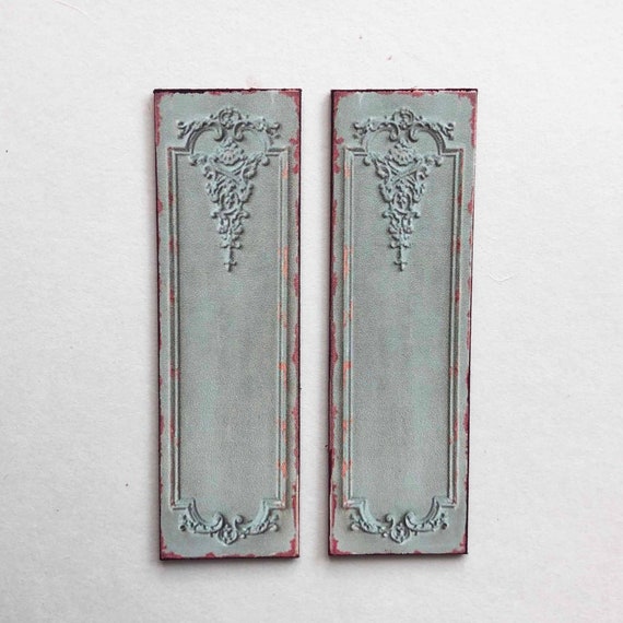 Miniature Shabby Chic Paper Shutters: Pale Green French Style, 1/24 or 1/12 Scale
