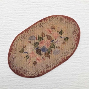 Dollhouse Miniature Oval Shabby Roses Rug in Sizes to Suit Several Scale Rooms