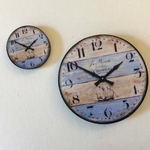 Miniature Faux Clock Rustic Nautical Beachy Coastal Design 1/24 and 1/12 Scale for Dollhouse