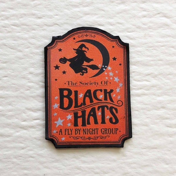 Dollhouse Miniature Halloween Sign Black Hats Society