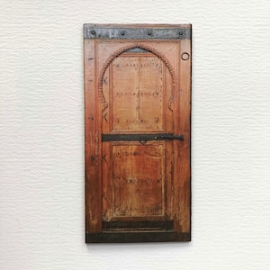 Miniature Moorish Style Wood and Iron Look Faux Photo Prop PAPER Door 1:12 and Half Scale for Roombox or Diorama