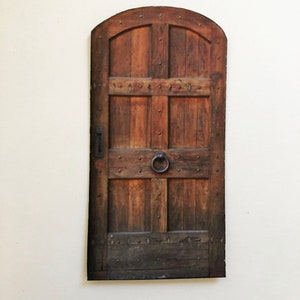 Miniature Arched Aged Wood Look PAPER Faux Door  with Knocker in Several Sizes for Roombox or Diorama