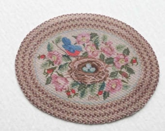 Miniature Oval Braided Look Rug With Birds Nest 1:12 Scale