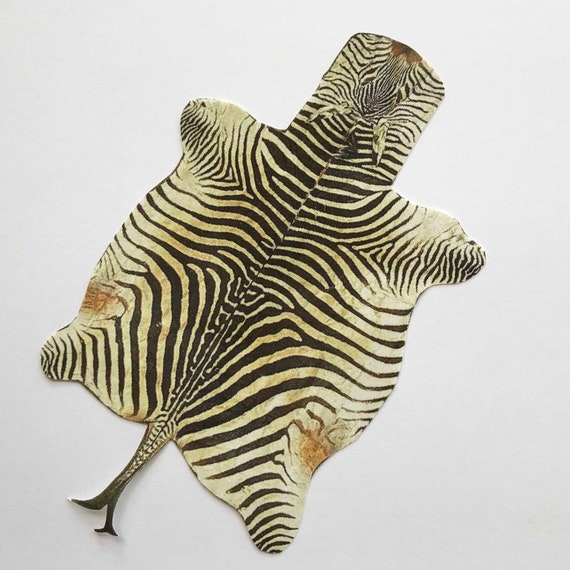 Miniature Velvet PAPER Zebra Rug, Dollhouse Accessory (1:12 or 1∶24 Scale)