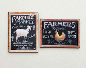 Farmers Market Signs with Goat and Chicken in Several Scale sizes