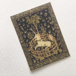 Miniature Fabric Medieval Tapestry Unicorn in Captivity in 1/24 and 1/12 Scales