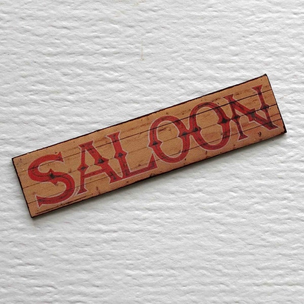Miniature Saloon Sign 1:12 Scale for Dollhouse Western Theme