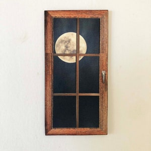 Miniature PAPER  Window With View of Full Moon