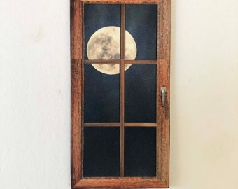 Miniature PAPER  Window With View of Full Moon