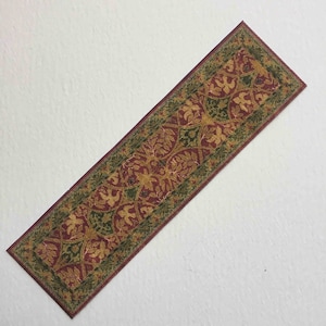 Miniature Floor or Table Runner Red Green and Gold in Arts and Crafts Style