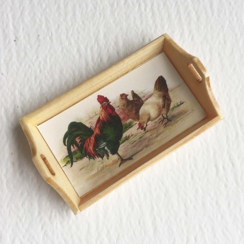 Feeding Chickens Miniature Dollhouse Picture
