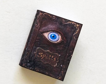Miniature Book of Spells With Eye in 1:12 Scale for  Dollhouse