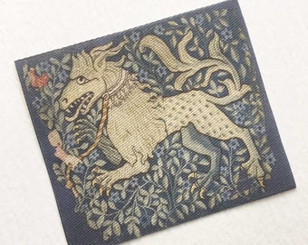 Miniature Medieval Griffin Dragon Tapestry or Rug in Several  Scale Sizes