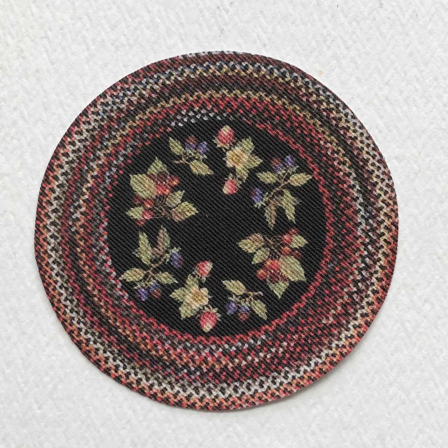 Miniature Braided Look Round Rug With Berry Design For Miniature Braided Look Round Rug With, 24 Round Rug