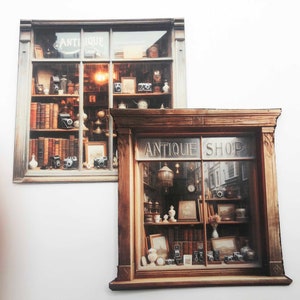 Antique Shop  Miniature PAPER Window of Your Choice
