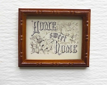 Miniature Framed Vintage Home Sweet Home Sepia Print for Dollhouse 1:12 scale