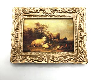 Framed Miniature Canvas Print of Sheep