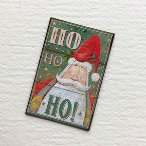 Miniature Santa Sign, Dollhouse Christmas Decor (1.75x1.25 in)