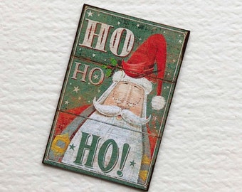 Miniature Sign Picture of Santa Claus Saying Ho Ho Ho for Dollhouse Christmas Decor