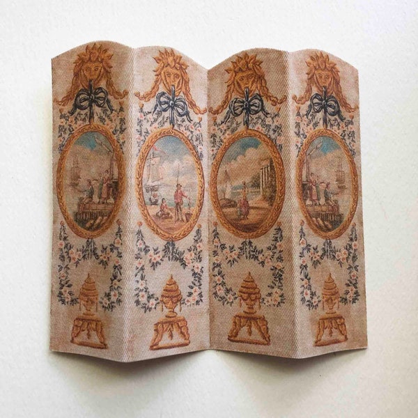 French Louis XVI  Design Miniature Reproduction Dollhouse Fabric Room Screen Divider in 1:12 Scale