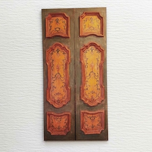 Miniature PAPER Reproduction 1720 Italian Green and Gold Painted Faux Prop Doors in 1:12 Scale or Half Scale